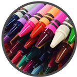 rows of crayons