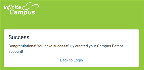 Success! Back to Login 